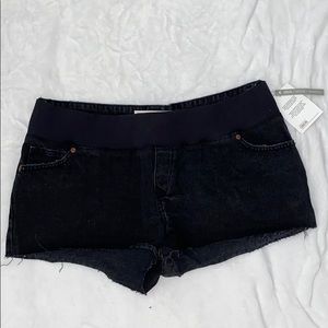 Asos maternity black denim cutoff shorts